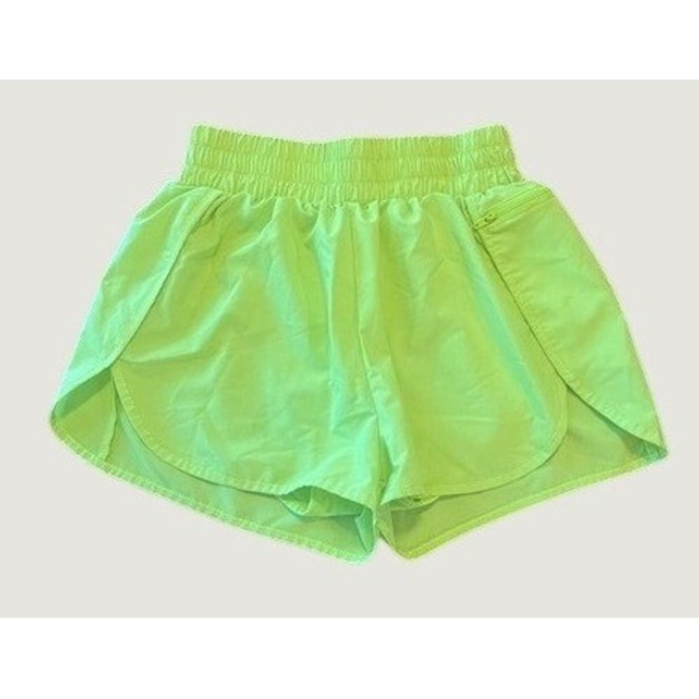 B Running Shorts Women Small Neon Green Pocket Athletic 1670